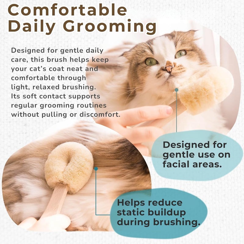 Wablade Relaxing Cat Grooming Massage Brush – Gentle Natural Tawashi Brush for Sensitive Cats, Stress-Free Daily Grooming, Not a Heavy Deshedding Tool, Made in Japan (Type-A) - Image 4